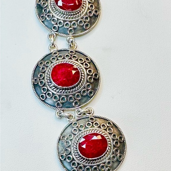 Stauer Sterling Silver Ruby Link Bracelet - Picture 3 of 7